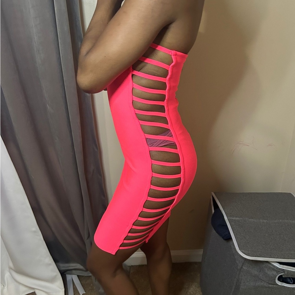 Neon Pink Cutout Bodycon Dress